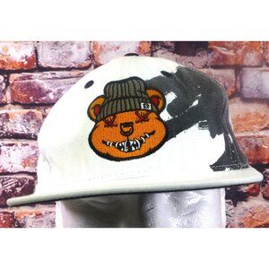 Dope Duffle Snapback Hat White W/ Black Graffiti Adjustable Embroidered Bear Gra